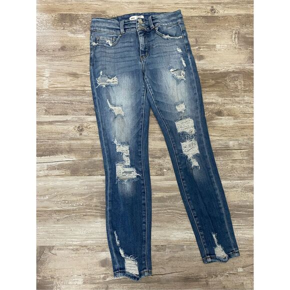 BKE High Rise Ankle Tall Jeans Universal Fit Distressed Women’s Sz 27” Waist - Picture 1 of 8